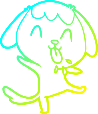 Bir insan tarafından çizilmiş şirin bir çizgi köpeğin soğuk gradyan çizgisi.