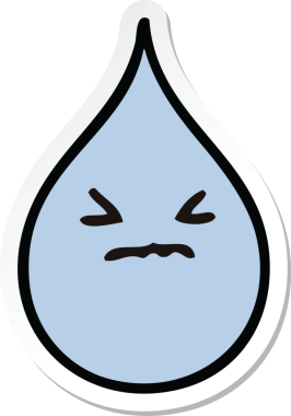 Bir insan tarafından çizilmiş garip bir el çıkartması duygusal yağmur damlası.