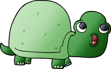 Bir insan tarafından çizilen karikatür şoklu kaplumbağa.