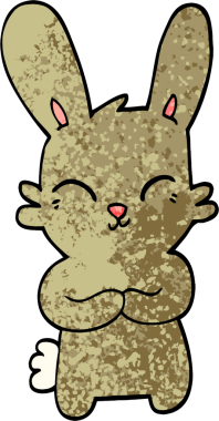 Sevimli grunge desenli çizgi film tavşanı bir insan tarafından çizilmiş.