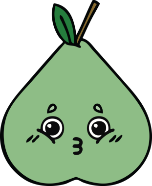 Bir insan tarafından çizilmiş yeşil armut karikatürü.
