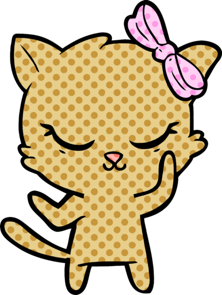 Bir insan tarafından çizilmiş sevimli çizgi film kedisi.