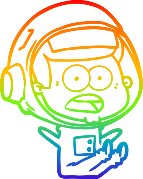 gökkuşağı gradyan çizgi çizimi bir insan tarafından çizilmiş astronot şaşırttı