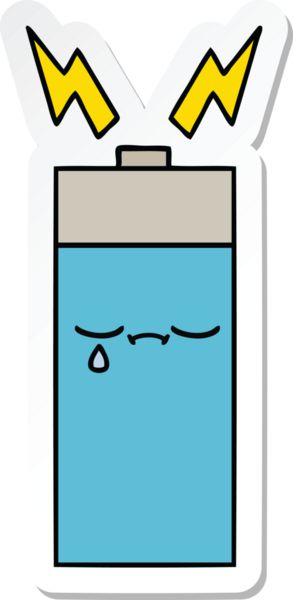 Bir insan tarafından çizilmiş şirin bir karikatür aküsünün çıkartması.