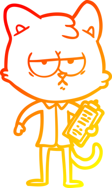 Bir insan tarafından çizilen anket sonucu sıkılmış çizgi film kedisinin sıcak çizgi çizimi