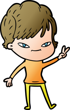 Bir insan tarafından çizilmiş mutlu bir kadın.