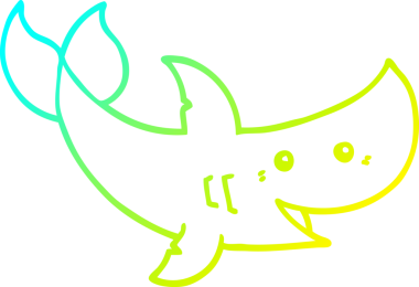 Bir insan tarafından çizilmiş bir karikatür köpek balığı çizimi.