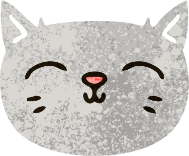 Bir insan tarafından çizilmiş garip bir çizgi film kedi yüzü.