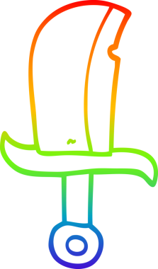 gökkuşağı gradyan çizgi çizimi bir insan tarafından çizilmiş bir hançer