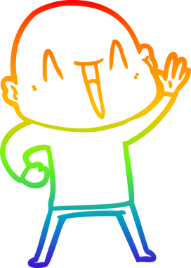 gökkuşağı gradyan çizimi mutlu bir çizgi kel adamın çizimi bir insan tarafından çizildi