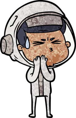 Çizgi film bir insan tarafından çizilmiş astronot.