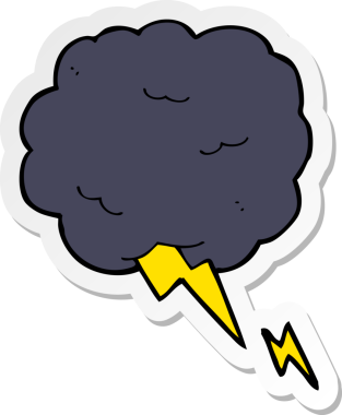 Bir insan tarafından çizilmiş bir karikatür gökgürültüsü bulutu simgesi.