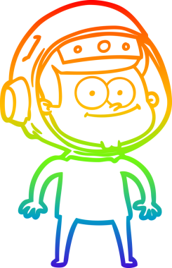 gökkuşağı gradyan çizimi mutlu bir astronot çizgi filmi bir insan tarafından çizildi