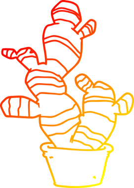 Bir insan tarafından çizilmiş bir kaktüsün sıcak çizgi çizimi