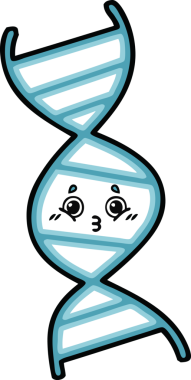 Bir insan tarafından çizilmiş DNA iplikçikli şirin bir çizgi film.