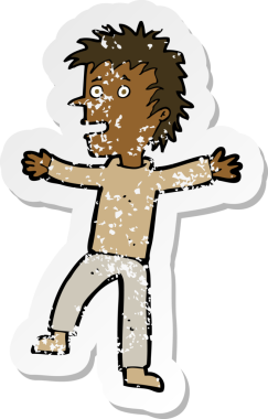 Bir insan tarafından çizilmiş mutlu bir adamın karikatür yapıştırması.