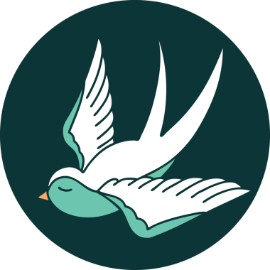 Bir insanın çizdiği bir kırlangıcın ikonik dövme şekli