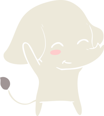 Bir insan tarafından çizilmiş düz renk çizgi film fili.