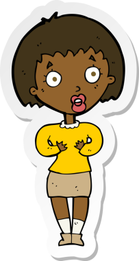 Bir insan tarafından çizilmiş Kim Ben jesti yapan bir karikatür kadının çıkartması.