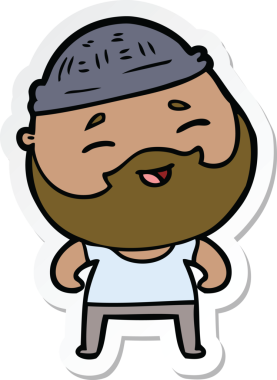 Bir insan tarafından çizilmiş mutlu sakallı bir adamın çıkartması.