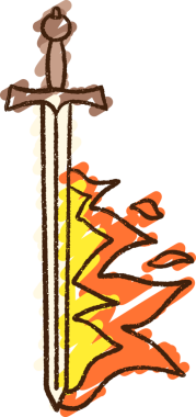 Alevli Kılıç Tebeşiri Bir insan tarafından çizilmiş