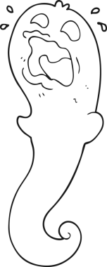 Bir insan tarafından çizilmiş siyah beyaz cadılar bayramı hayaleti.