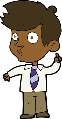 Çizgi filmci çocuk bir insan tarafından çizilmiş sorular soruyor.