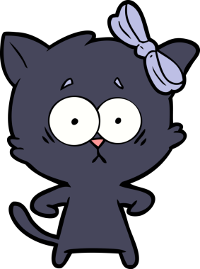 Bir insan tarafından çizilmiş çizgi film kedisi.