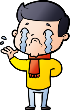 Bir insan tarafından çizilmiş ağlayan çizgi film adamı.