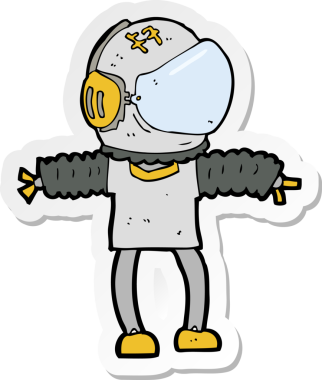 Bir insan tarafından çizilmiş bir astronotun çıkartması.