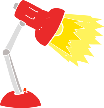 Bir insan tarafından çizilen düz renkli masa lambası çizimi