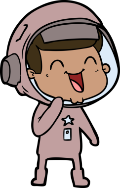 Bir insan tarafından çizilmiş mutlu astronot çizgi filmi.