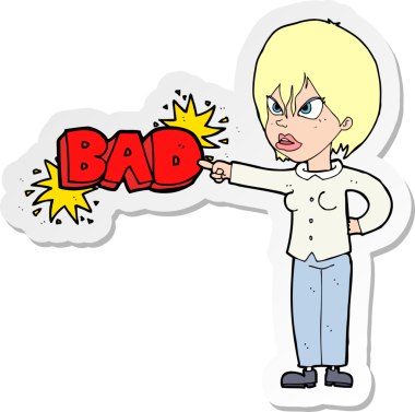 Bir insan tarafından çizilmiş bir karikatür kadının çıkartması.