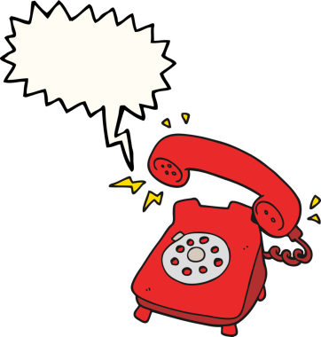 Bir insan tarafından çizilmiş serbest konuşma balonu karikatürü telefon çalıyor.