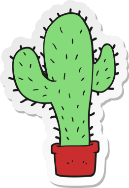 Bir insan tarafından çizilmiş bir kaktüsün çıkartması.