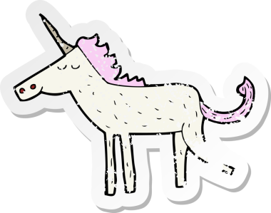 Bir insan tarafından çizilmiş bir tek boynuzlu atın gerilimli çıkartması.