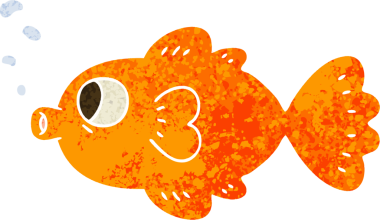 Bir insan tarafından çizilmiş tuhaf resimli karikatür balığı.