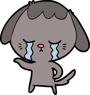 Bir insan tarafından çizilmiş ağlayan çizgi film köpeği.