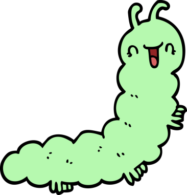 Bir insan tarafından çizilmiş karikatür tırtılı.