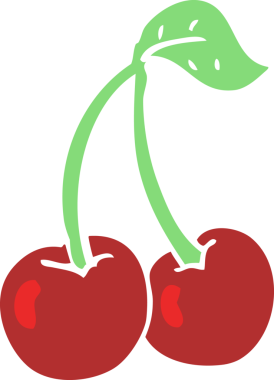 Bir insan tarafından çizilmiş kirazların düz renk çizimi