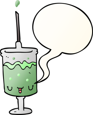 bir insan tarafından çizilmiş konuşma baloncuklu çizgi film şırıngası