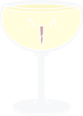 Bir insan tarafından çizilmiş düz renkli bir şarap kadehi.