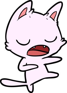 Bir insan tarafından çizilmiş konuşan kedi dansı.