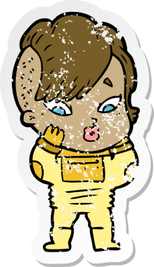 Bir çizgi filmin sıkıntılı çıkartması bilim kurgu kıyafetleriyle bir insan tarafından çizilmiş kızı şaşırttı.