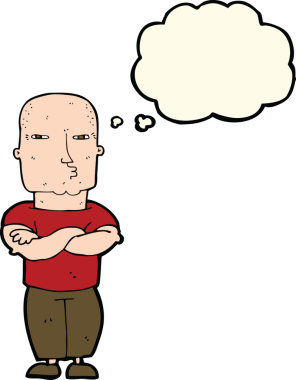 Düşünce baloncuğu bir insan tarafından çizilmiş sert çocuk.