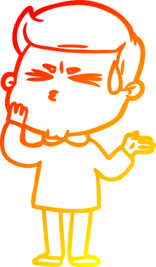 Bir insan tarafından çizilmiş terleyen bir çizgi film karakterinin sıcak çizgi çizimi.