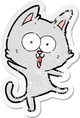 Bir insan tarafından çizilmiş komik bir çizgi film kedisinin sıkıntılı çıkartması.