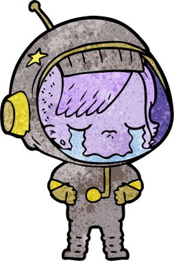 Bir insan tarafından çizilmiş ağlayan astronot kız.