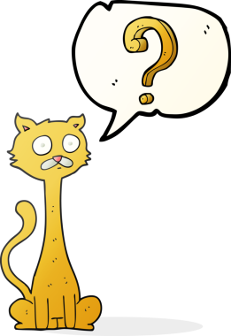 Bir insan tarafından çizilmiş serbest konuşma balonu karikatürü meraklı kedi