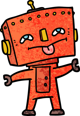 Bir insan tarafından çizilmiş çizgi film robotu